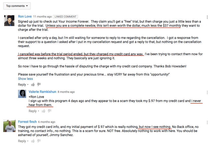 YIF complaints on YouTube