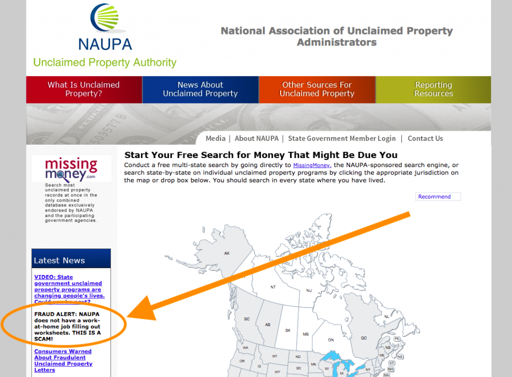NAUPA issues scam warning on website about worksheet processing jobs