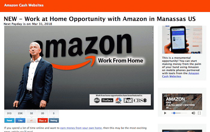 Fake Work From Home Opportunity- News Article
