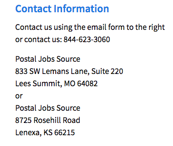 Address for Postal Job Source