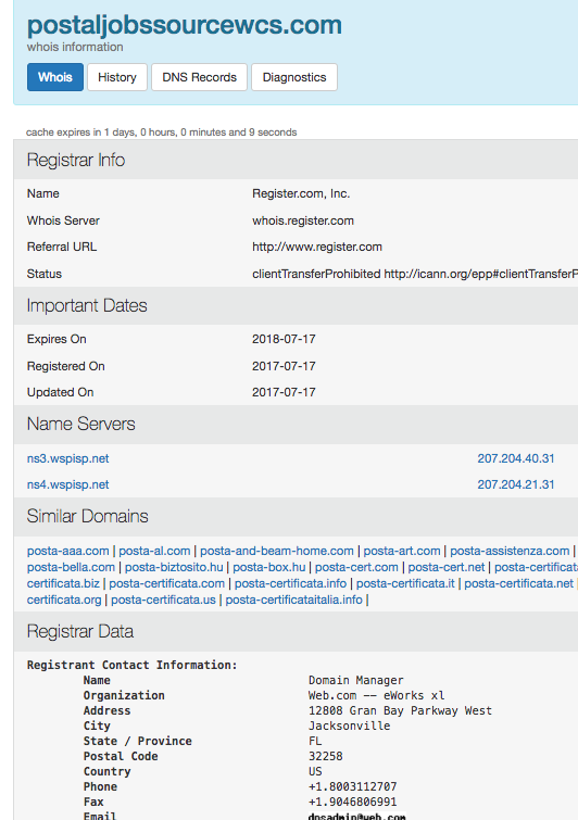 whois postaljobssourcewcs.com