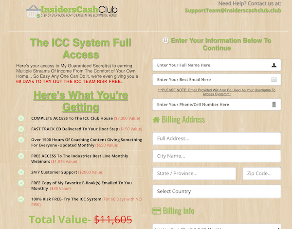 ICC System Checkout Page
