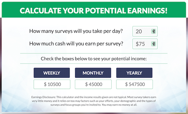 My Survey Jobs Income Calculator