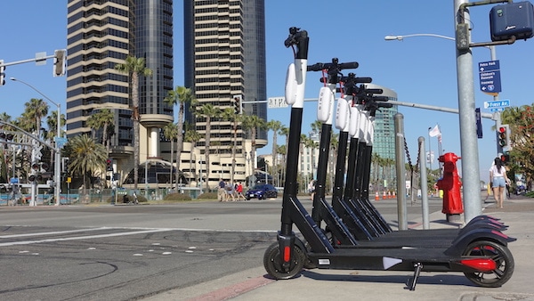 Row of Bird Scooters