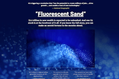 Fluorescent Sand presentation on Banyan Hill website