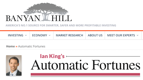 Ian King on the Banyan Hill website discussing his Automatic Fortunes service