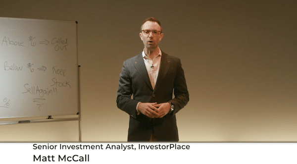 Matt McCall from InvestorPlace giving presentation about cannabis investing