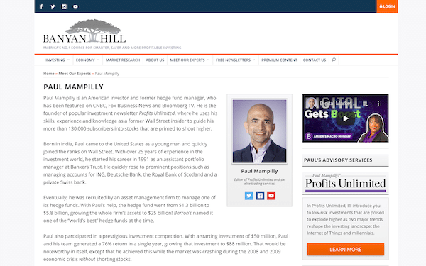 Paul Mampilly on the Banyan Hill website