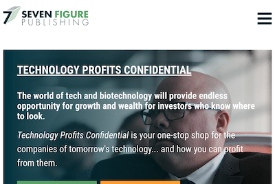 Ray Blanco's Technology Profits Confidential page on the Seven Figure Publishing website