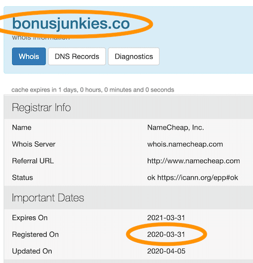 who.is information for bonusjunkies.co