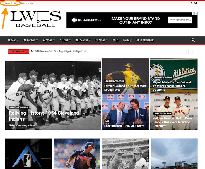 Write for us tab on LWOS website