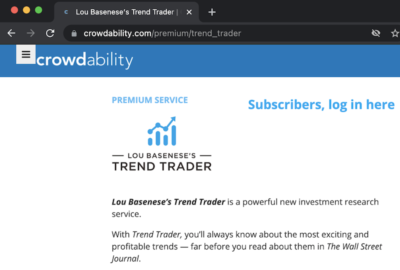 The Trend Trader service listed on the Crowdability website.