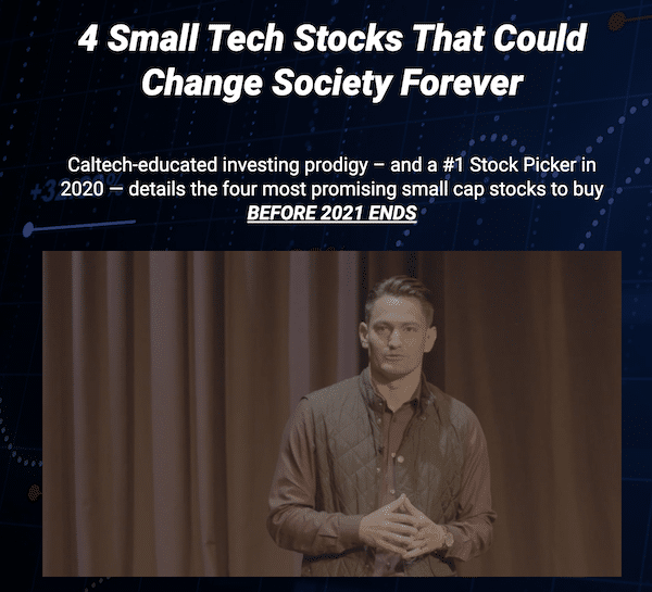 Luke Lango during The Quickening presentation on the InvestorPlace website talking about exponential technology and four stocks that could change society forever.