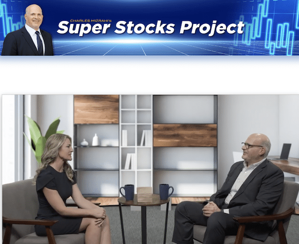Charles Mizrahi and Corrina Sullivan during the Super Stocks Project presentation on the Banyan Hill Publishing website.