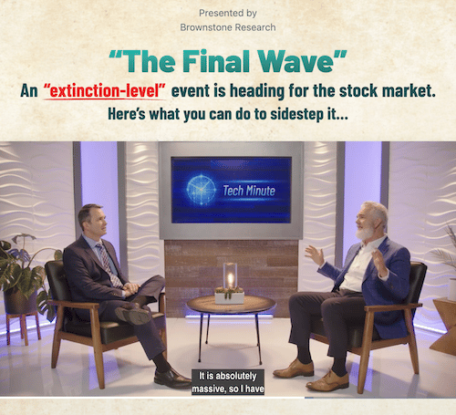 Jeff Brown and Chris Hurt in a presentation on the Brownstone Research website dubbed The Final Wave, where Jeff Brown discussed his top AI and EV stock picks.