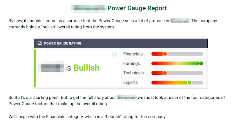 Preview of the Power Gauge Report newsletter.