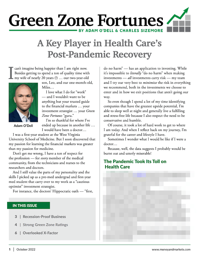 Preview of the October 2022 issue of the Green Zone Fortunes newsletter.