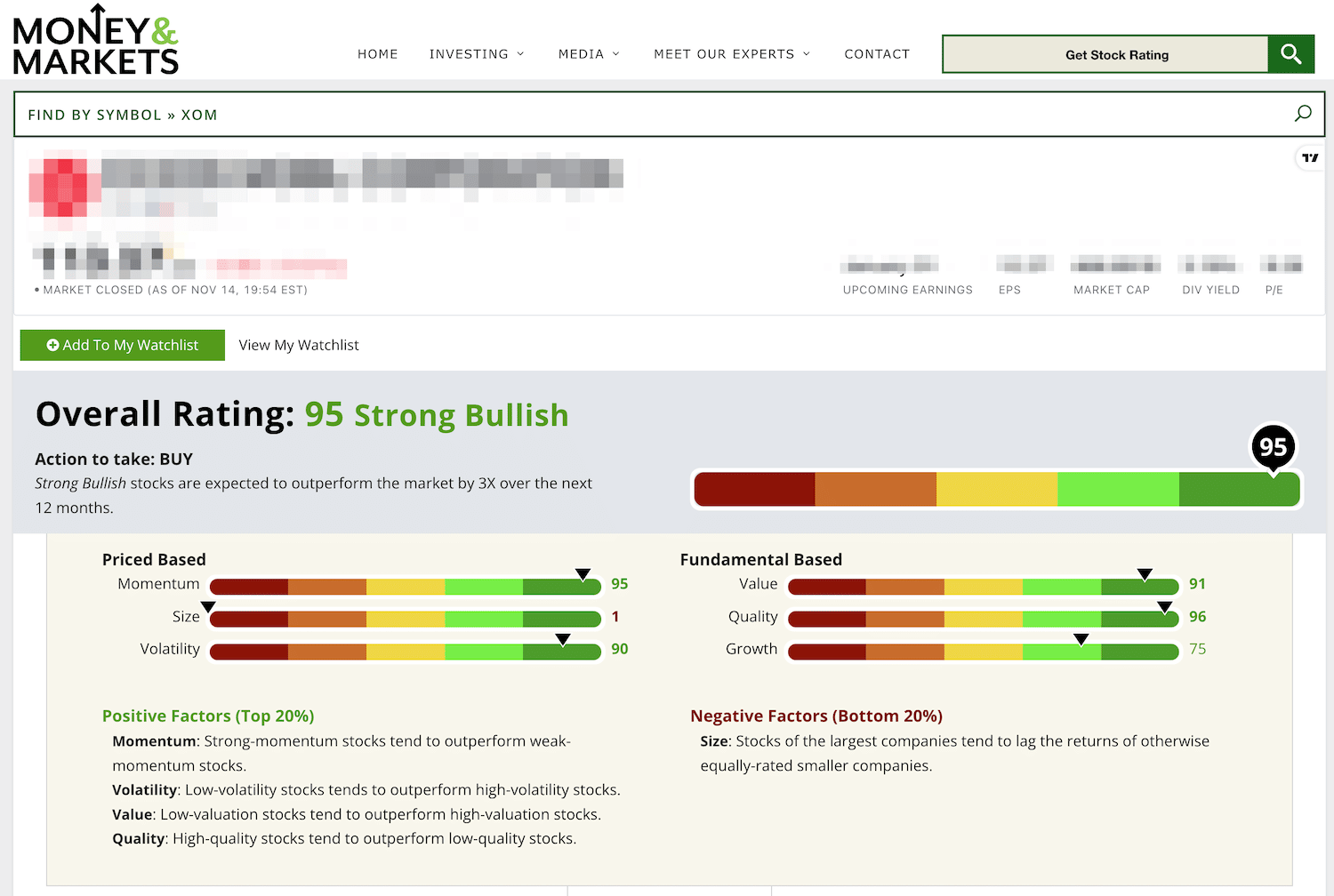 Example of a Green Zone Ratings search result.