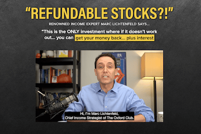 Marc Lichtenfeld in a presentation on the Oxford Club website about "refundable stocks" and his number one convertible bond biotech pick.