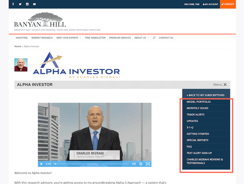The Alpha Investor member's area.