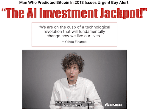 James Altucher in an August 2023 presentation on the Paradigm Press website about his "AI Jackpot" stock picks.